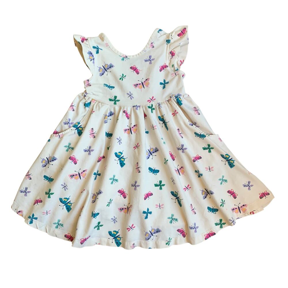 Hanna Andersson Butterfly Flutter Sleeve Skater Twirl Dress with Pockets - Picture 7 of 7